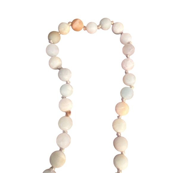 Amazonite Throat Matte Bead Necklace Gold Tone Tassel No Clasp 34" NWOT - Picture 4 of 4